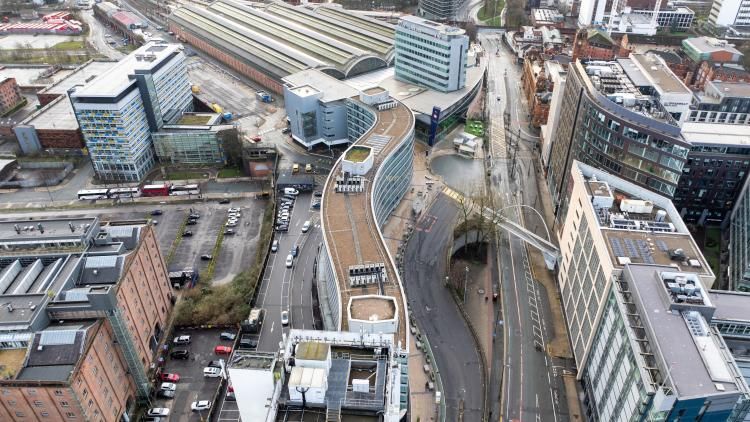Aerial footage of Manchester Piccadilly station which is also the main train station By bardhok